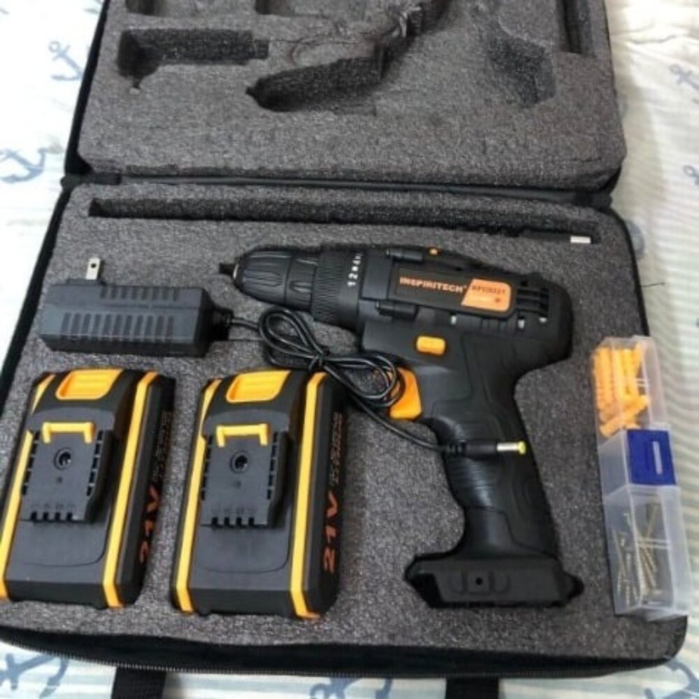 21V Cordless Drill with 2 Batteries & Charger,3/8-Inch Keyless Chuck Power Drill